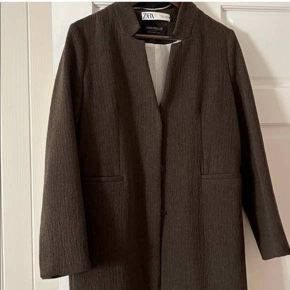 Zara Olive Longline Trench Coat - Picture 3 of 3